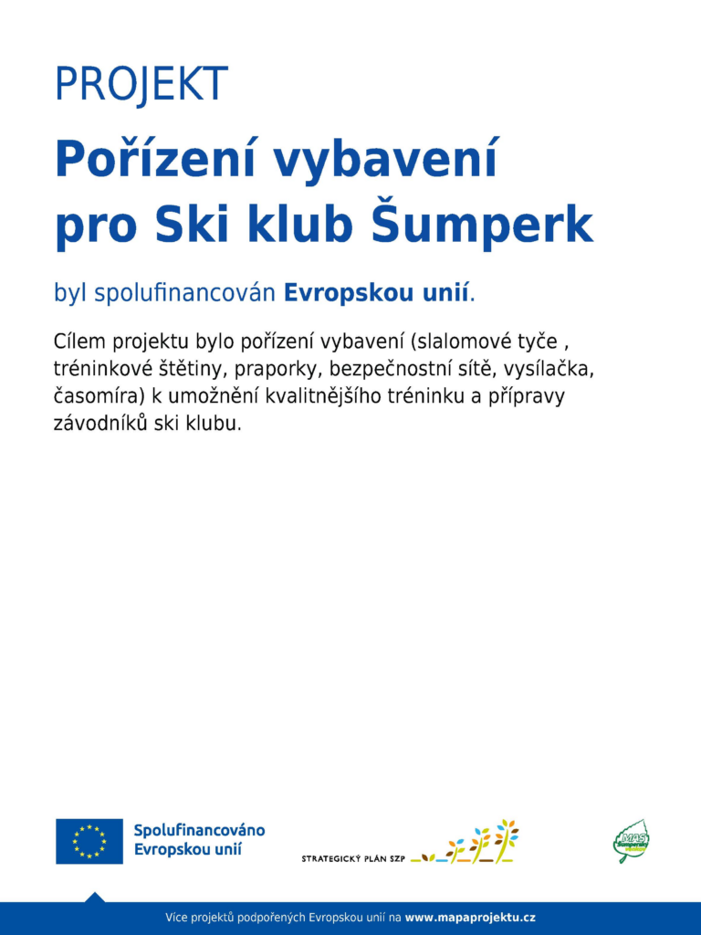 Projekt pořízení vybavení pro Ski klub Šumperk